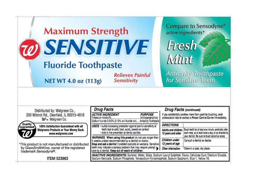 Walgreens Maximum Strength Sensitive Fluoride